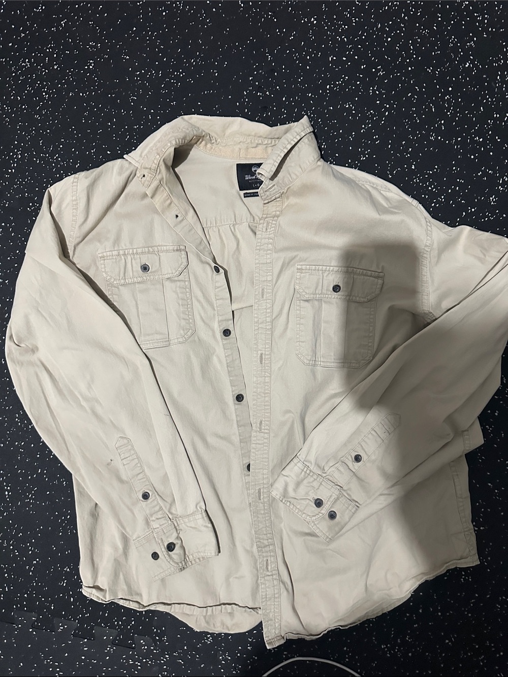 Men's Lightweight Button-Front Shirt Jacket in beige